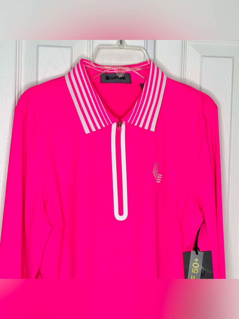 G/FORE Womens Silky Tech Nylon Zip Long Sleeve Golf Polo Size M New - Picture 2 of 15